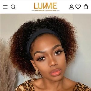 Luvme Hair Brown Ombré Short Jerry Curl Headband Wig